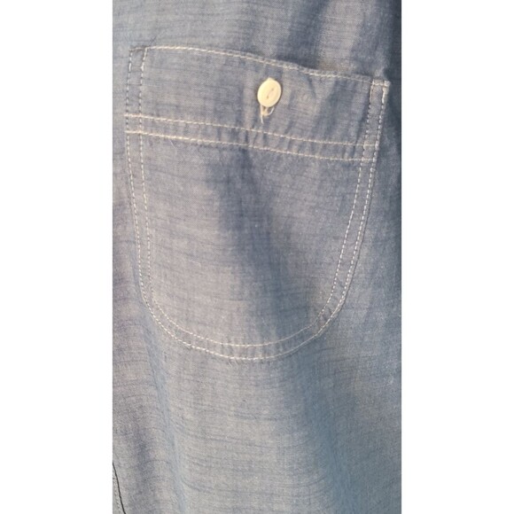 Button Down Casual Denim Button Down Short Sleeve Blouse With Pocket Sz XL - Picture 5 of 7